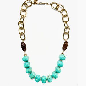 Mollybeads Gold + Turquoise Necklace
